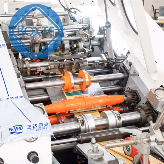 Online Shopping Fully Automatic Kraft Brown Square Bottom Shopping Paper Bag Making Machine with Printing Inline Sos Bag