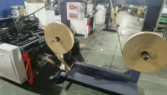 Online Shopping Fully Automatic Kraft Brown Square Bottom Shopping Paper Bag Making Machine with Printing Inline Sos Bag